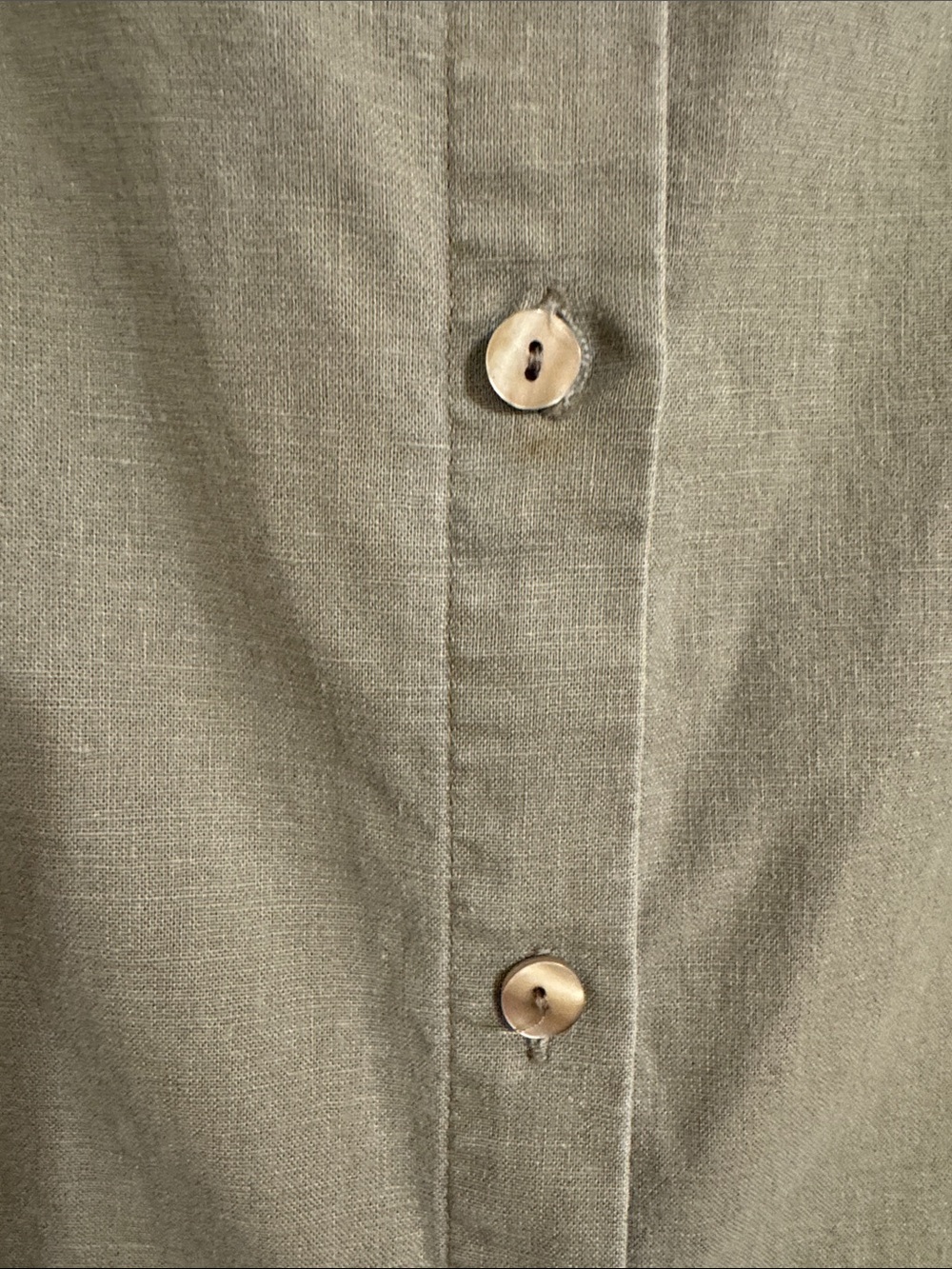 Norton McNaughton Olive Green Button Down Shirt Roll Tab Sleeve Linen Cotton - Picture 6 of 9